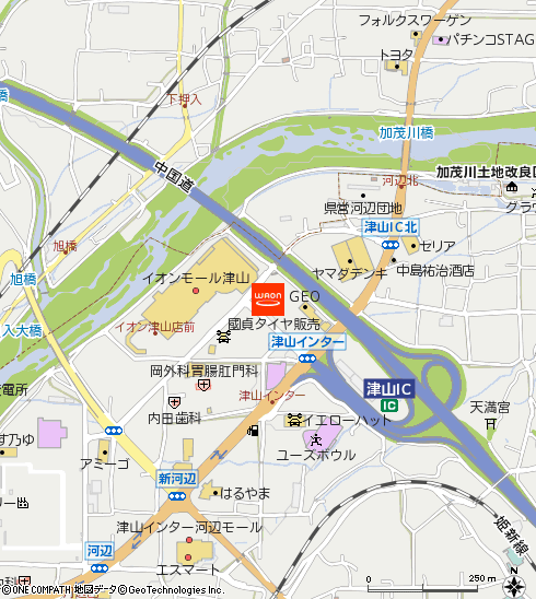 イオン津山店付近の地図